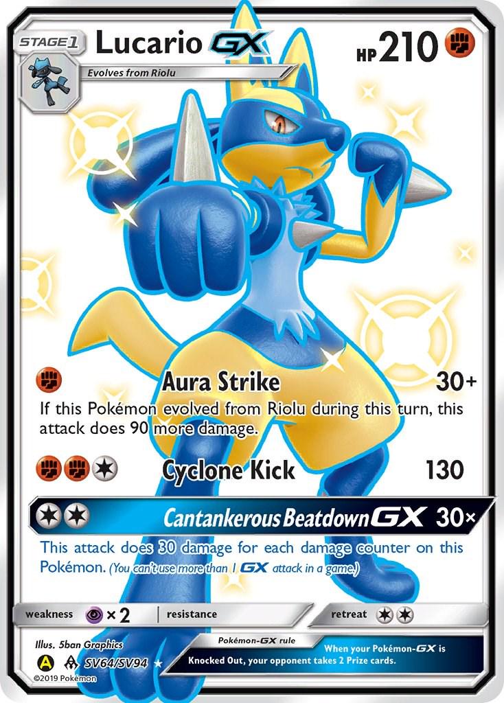 Hidden Fates Lucario GX Pokémon card